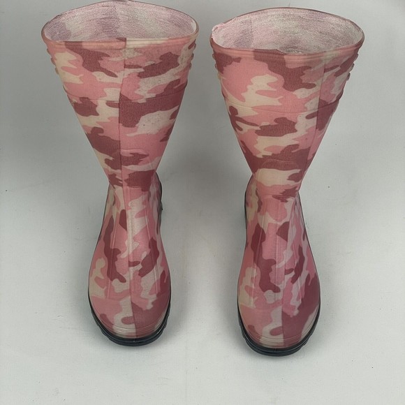 Northerner Girls Rain Boots Pink Camouflage Pull On Mid Calf Round Toe Size 1 - Picture 1 of 5